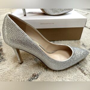 Jessica Simpson Silver Sparkle Pointed Toe High Heels